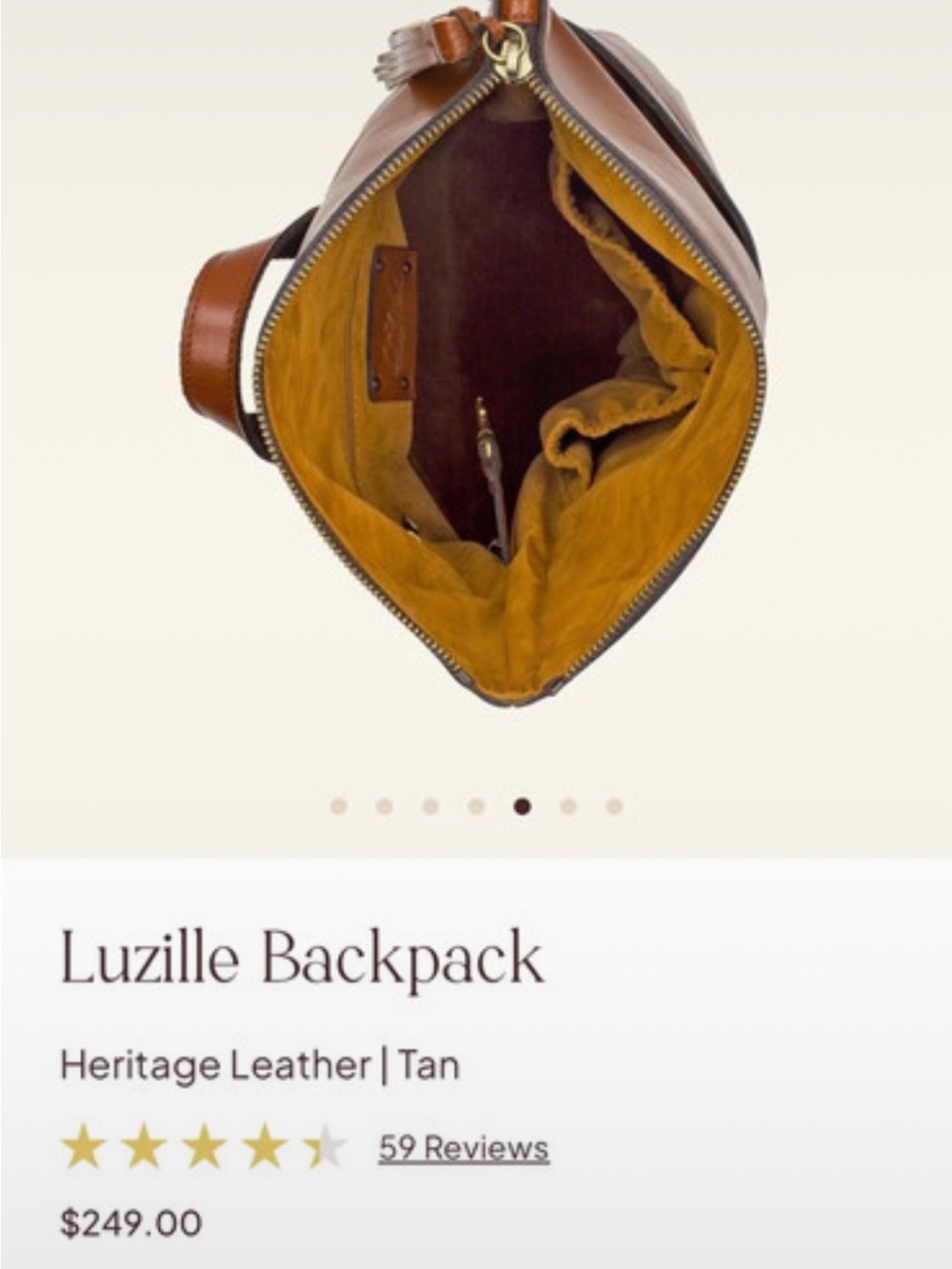 Luzille backpack Patricia Nash tan leather - Picture 5 of 5